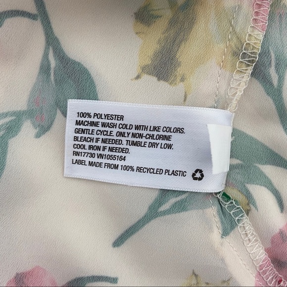 MERONA CREAM/GREEN/YELLOW/PINK FLORAL FLOATY TOP/BLOUSE WITH TULIP SLEEVES-XS - Picture 7 of 7